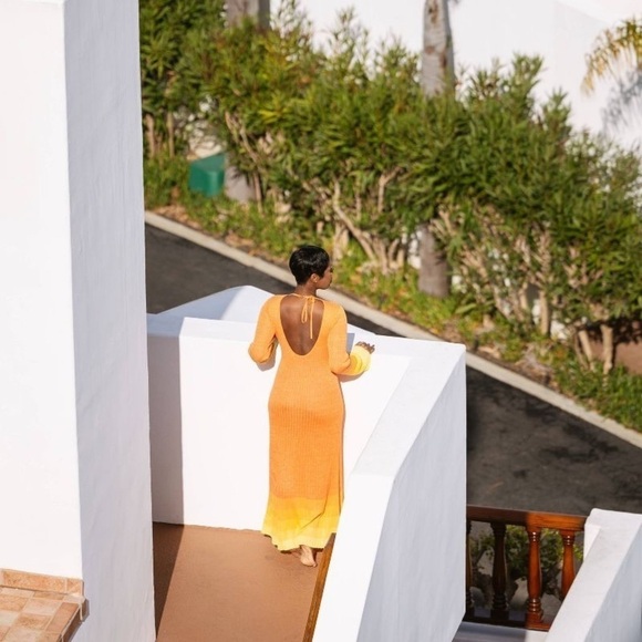 Women's Long Sleeve Open Back Maxi Dress - Future Collective Orange Ombre - Picture 6 of 14